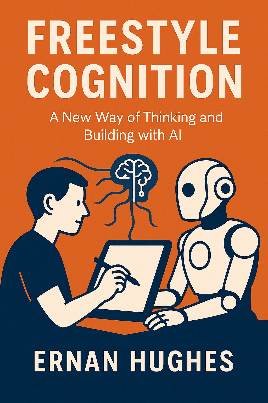 Cover of the book Freestyle Cognition by Ernan Hughes, showing AI collaboration.